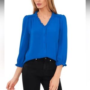 Cece Ruffle V-Neck Blouse